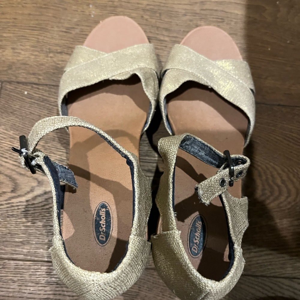 Dr. Scholl's Shoes Dr Scholls Melody Platform Gold Wedge Sandals USED Size 11